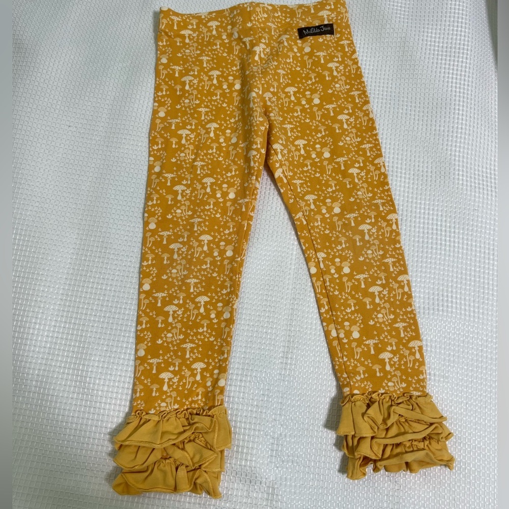 Matilda Jane Yellow Mushroom Ruffle Legging size 4